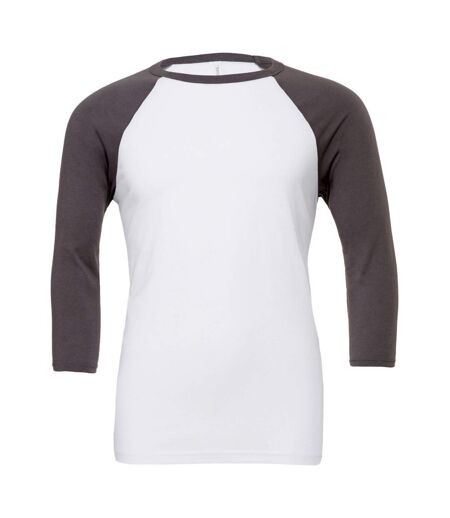 Canvas Mens 3/4 Sleeve Baseball T-Shirt (White/Asphalt) - UTBC1332