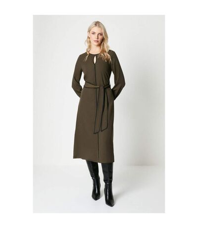 Principles Womens/Ladies Premium Belted Contrast Piping Midi Dress (Khaki) - UTDH6695