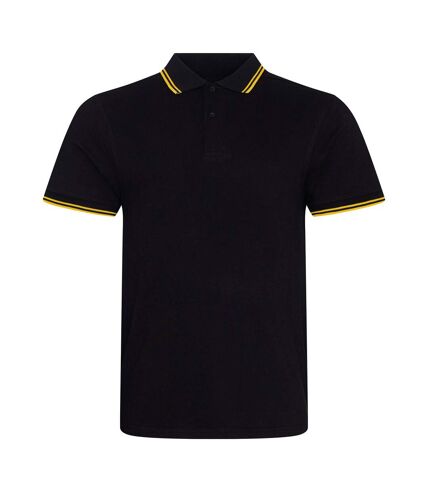 AWDis Mens Stretch Tipped Polo Shirt (Black/Yellow) - UTRW6081