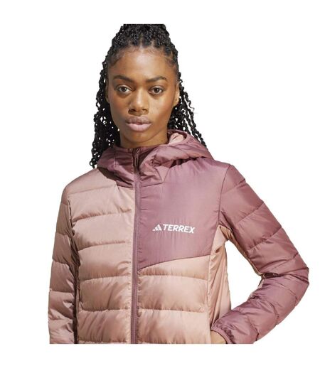 Womens/ladies Terrex Multi Recycled Polyester Lightweight Hooded Jacket Beige Adidas