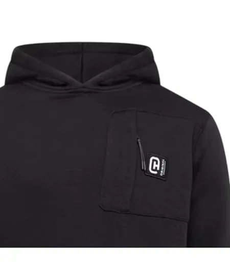 Mens Portville Logo Hoodie Black Crosshatch
