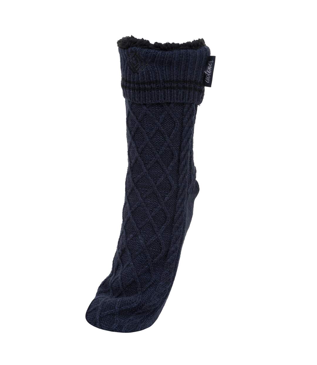 Isotoner Chaussettes d'intérieur homme maille torsadée, picots antidérapants-1
