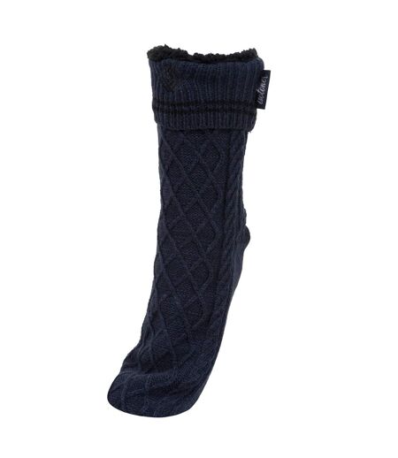 Isotoner Chaussettes d'intérieur homme maille torsadée, picots antidérapants