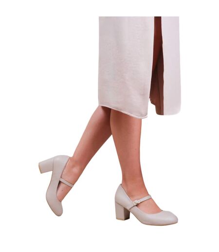 Womens/ladies araceli block heel mary janes nude Where´s That From