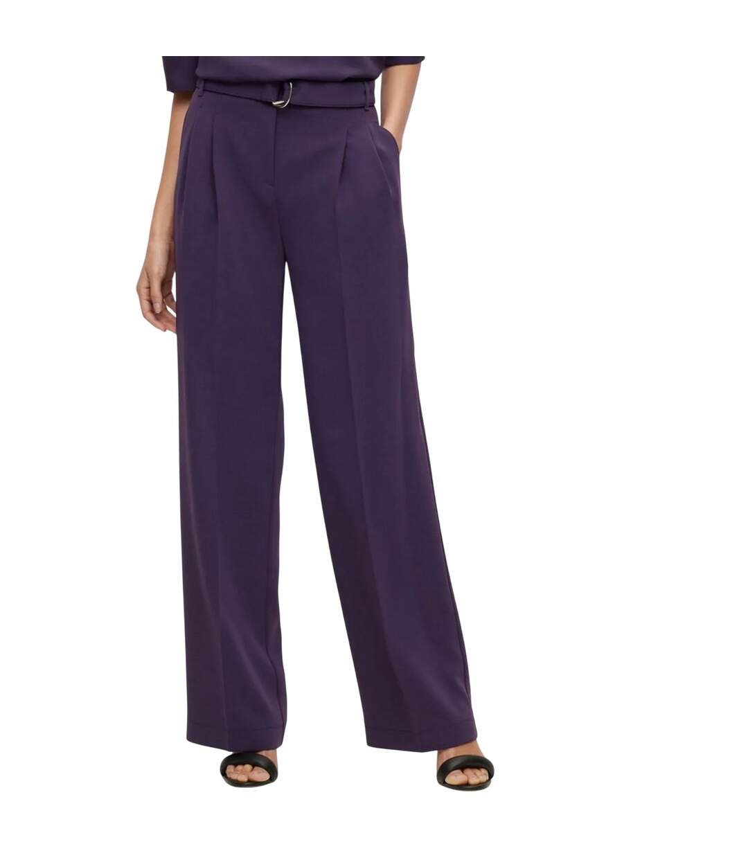Womens/ladies Tapiana Relaxed Fit Trousers Purple Hugo Boss-4
