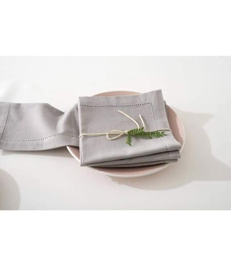 Lot de 4 Serviettes de Table Chambray 40x40cm Gris Clair