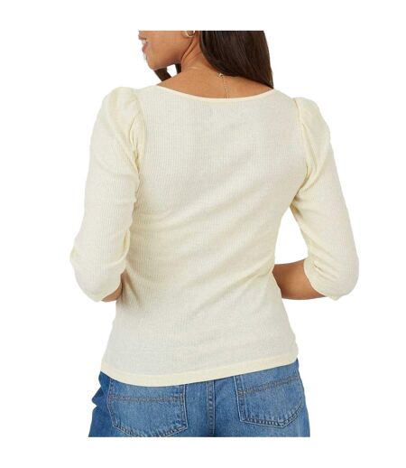 Haut Manches Bouffantes Motif/style Côtelé Femme Crème Brave Soul