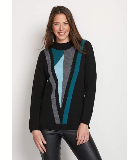 Pull-tunique jacquard col montant