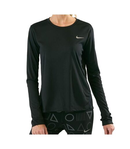 T-shirt Manches Longues Noir Femme Nike  Miler - L