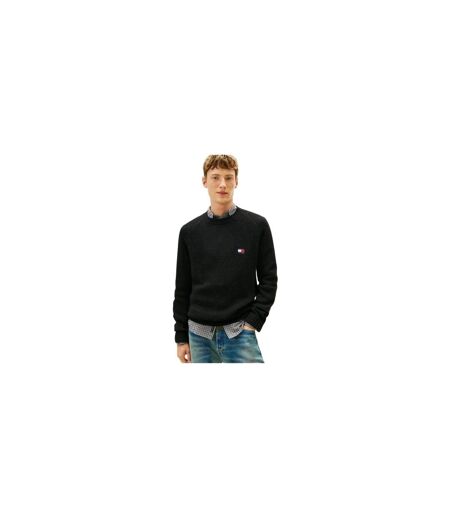 Mens Badge Knitted Crew Neck Sweatshirt Black Tommy Jeans