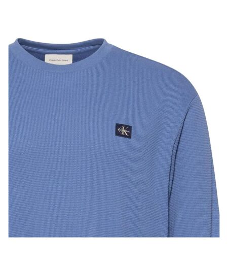 Sweat bleu homme calvin klein jeans waffle badge - l