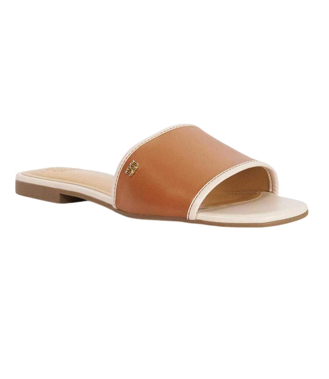 Womens/ladies Laras Minimalist Leather Flat Sandals Tan Dune London-4