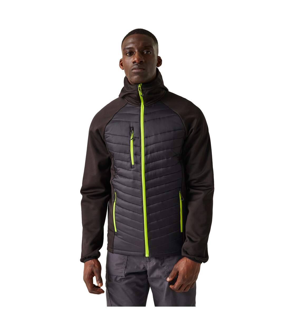 Mens navigate quilted hybrid jacket black/lime green Regatta-3