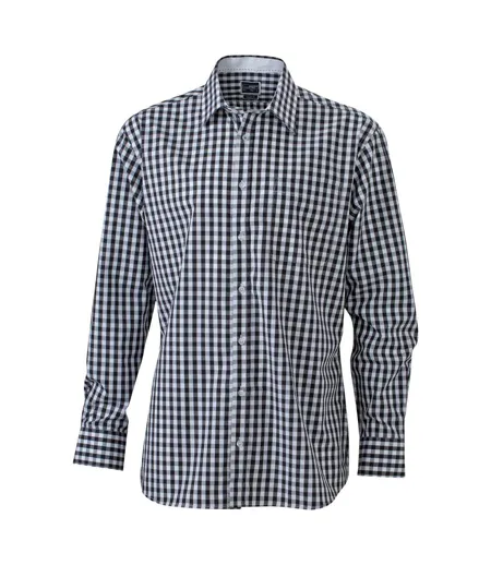 Chemise Motif/style À Carreaux Homme Noir Blanc James And Nicholson