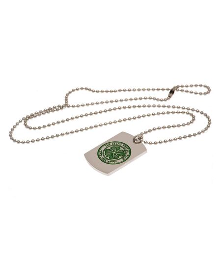 Celtic FC Crest Dog Tag And Chain (Green/Silver) (One Size)