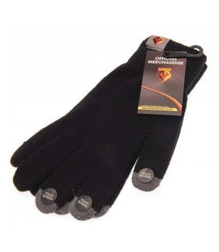 Watford FC Adults Knitted Touchscreen Gloves (Black)