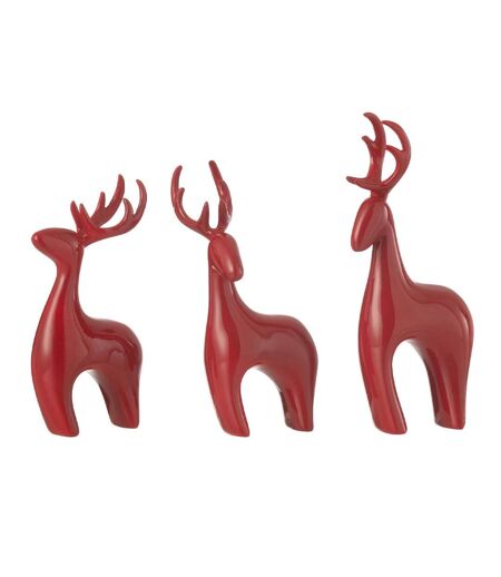 Lot de 3 Rennes Déco Electro 16cm Rouge