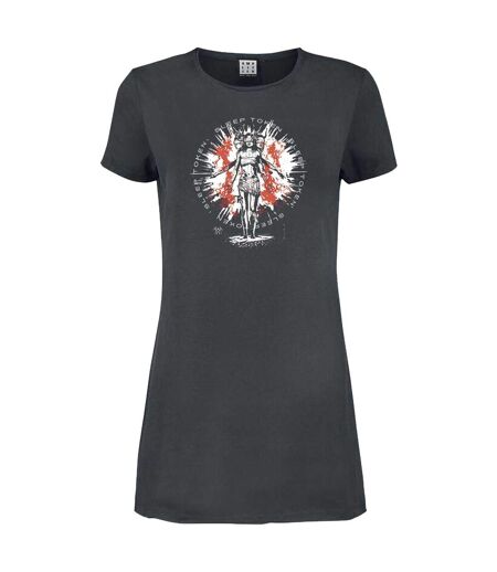 Womens/ladies rain sleep token t-shirt dress charcoal Amplified