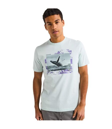 Mens Whale Cotton T-shirt Blue Boss