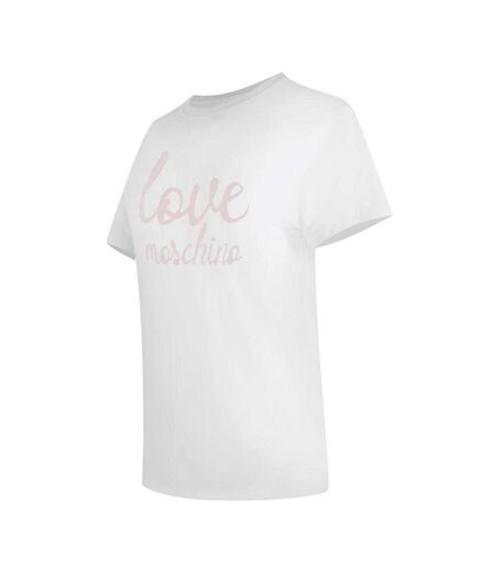 Womens/ladies Love Logo Cotton Casual T-shirt White Love Moschino
