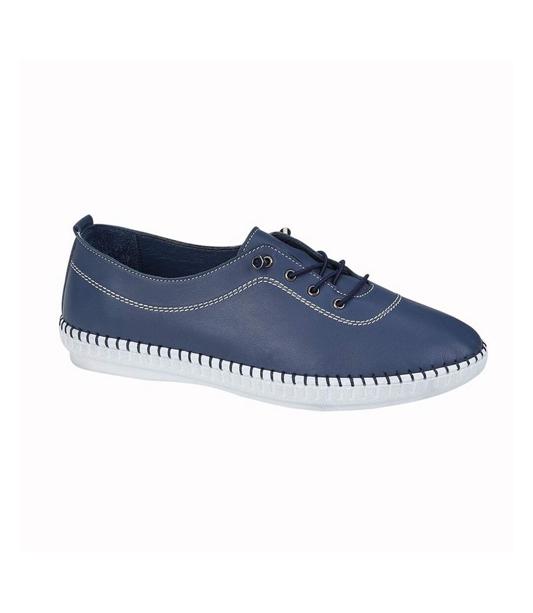 Womens/ladies leather casual shoes mid blue Mod Comfys