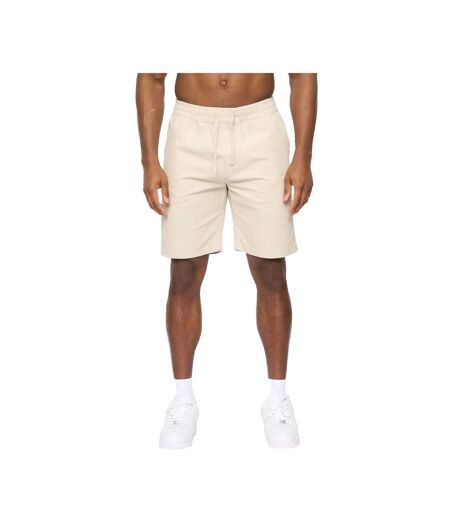 Mens Blansmoore Elasticated Regular Casual Shorts Light Stone Crosshatch