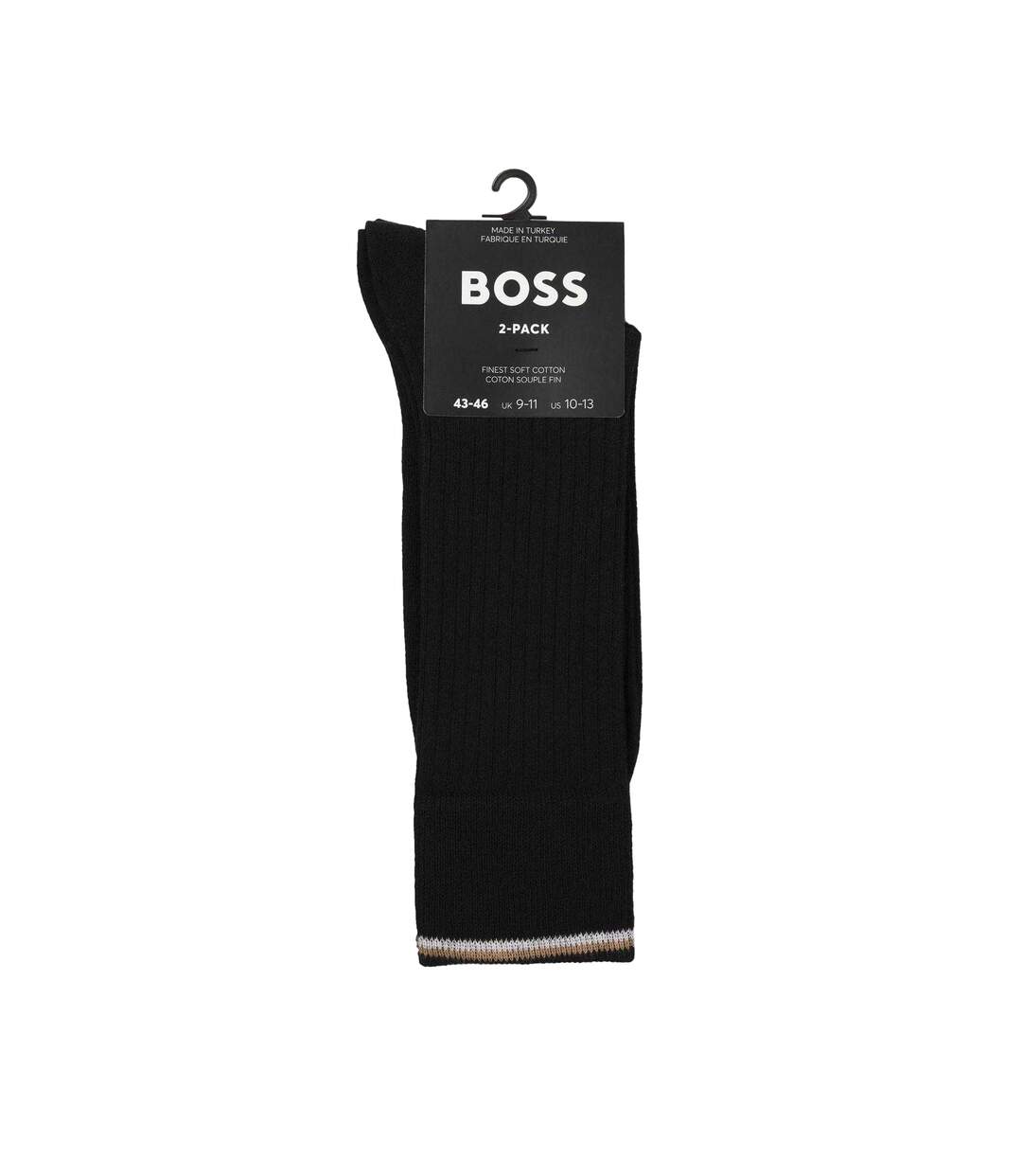 Lot De 2  Chaussettes Motif/style Côtelé Comfort Homme Noir Boss-2