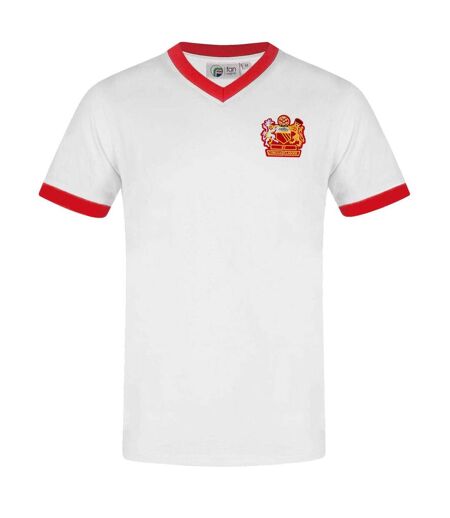 Mens Manchester Crest V Neck T-shirt White Fan Originals
