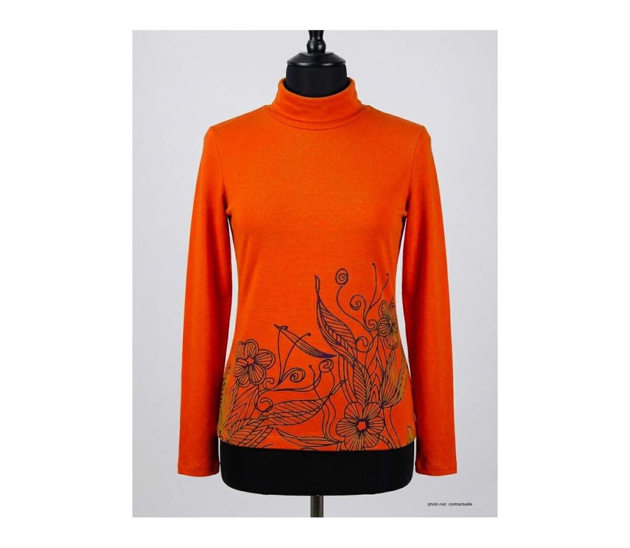 OGALO SH1005O - Tee-shirt col roulé orange : chaleur et confort stretch-3