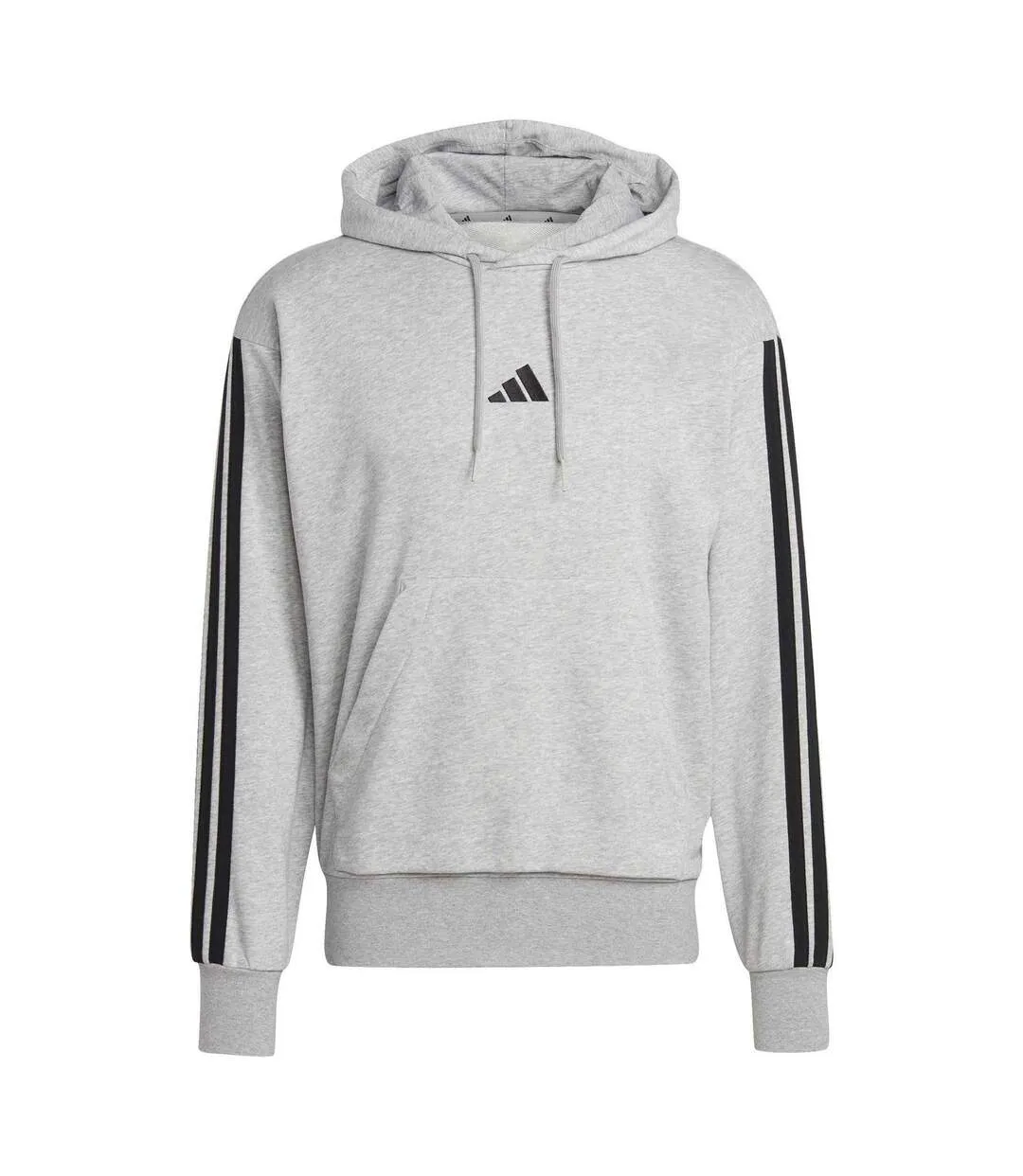 Mens 3 Stripes Hoodie Medium Heather Grey Adidas-2
