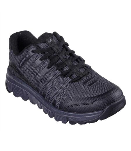 Womens/ladies Hotmelt Lace Up Trainers Charcoal Black Skechers