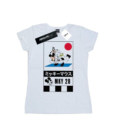 Disney T-shirt en coton Mickey et Goofy Karaté Femme/Ladies (Blanc) - UTBI48727