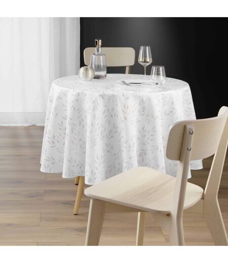 Nappe Antitache Ronde Imprimé Lonigold 180cm Blanc