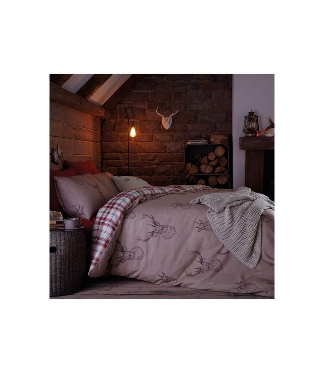 Stag duvet cover set beige/cream/red Catherine Lansfield-4