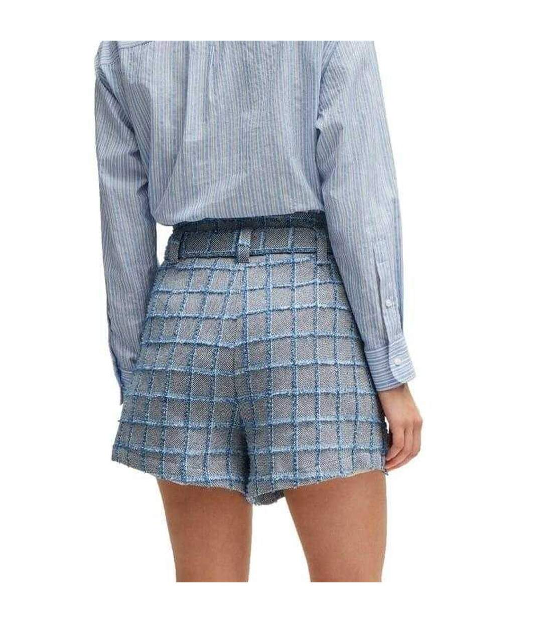 Short Motif/style Motif Écossais Teofila Femme Gris Bleu Boss-3