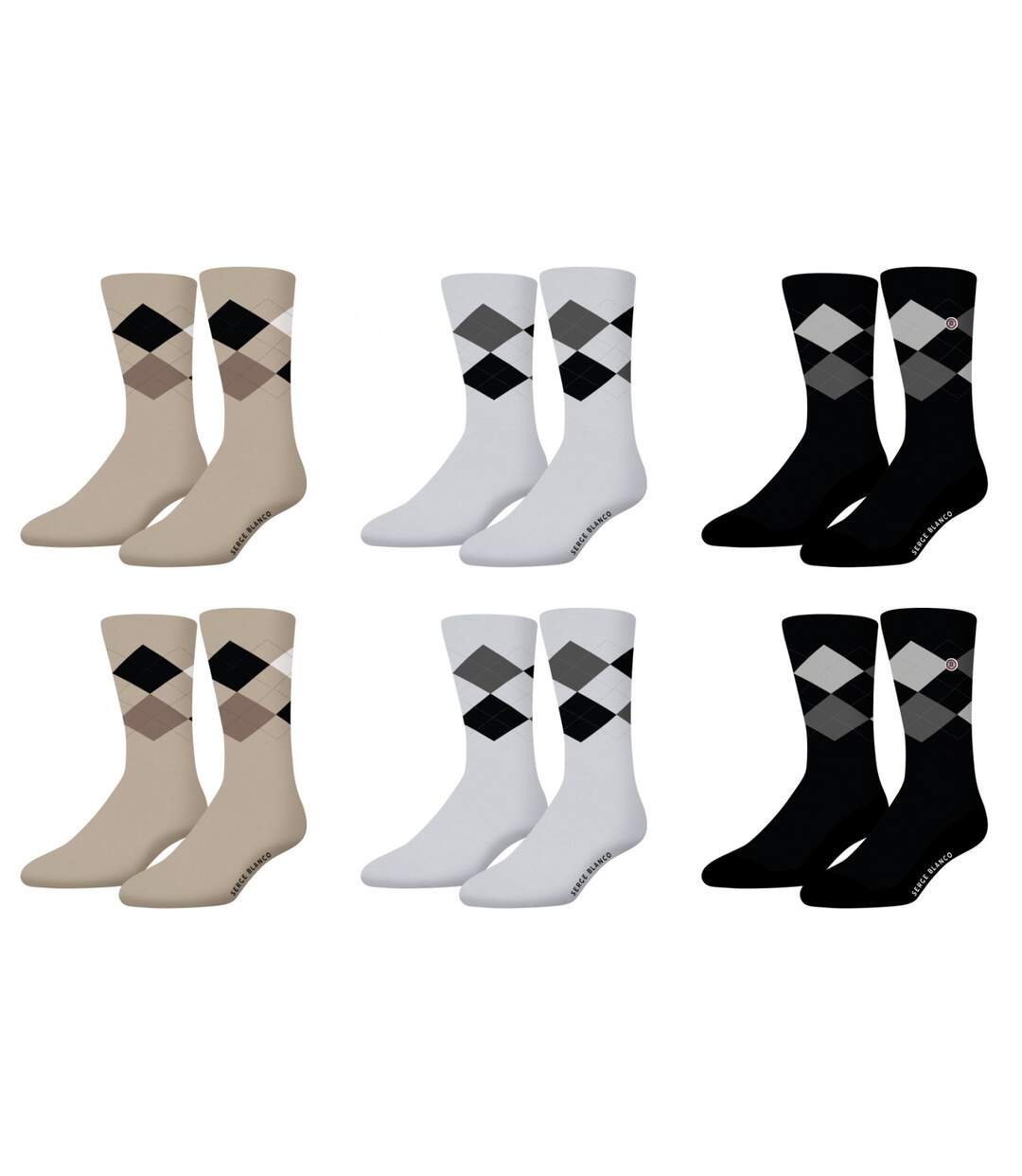 Lot de 6 paires de chaussettes de ville Serge Blanco Losange Serge Blanco-1