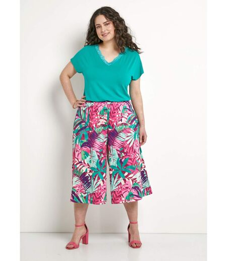Jupe-culotte taille élastiquée imprimé tropical