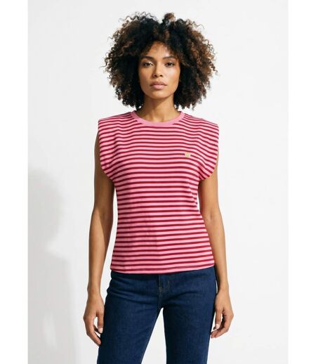 T-shirt maille fantaisie, broderie coeur