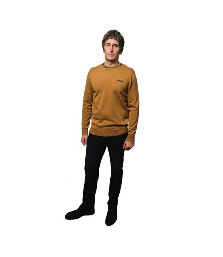Mens Knitted Tipped Jumper Tobacco Navy Lambretta