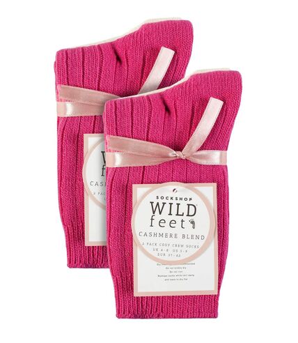 Wildfeet - 4 Paires Femme Chaussettes Cachemire Tricoté Lit Hiver