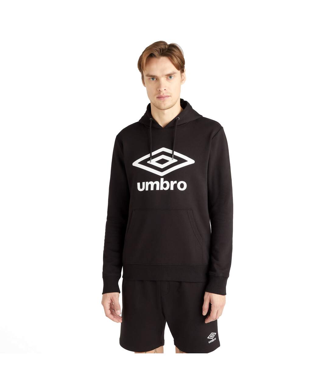 Mens team stacked logo hoodie black/white Umbro