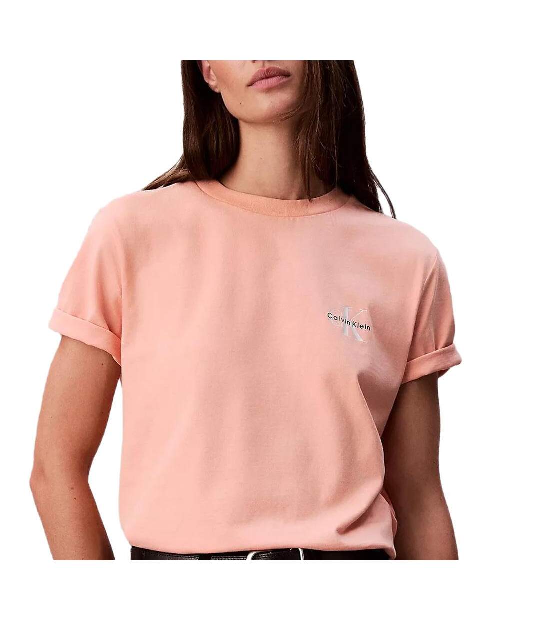 Lot de 2 t-shirt rose/blanc femme calvin klein jeans monologo-2
