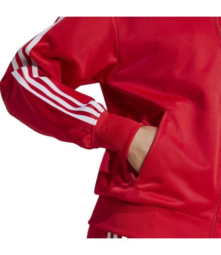 Womens/ladies Firebird 3 Stripes Track Top Red Adidas