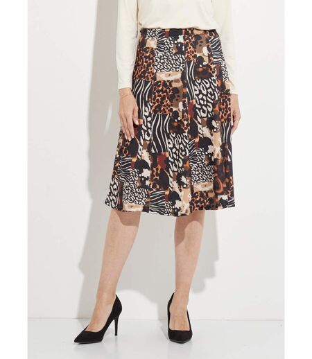 Jupe évasée en maille motif animalier