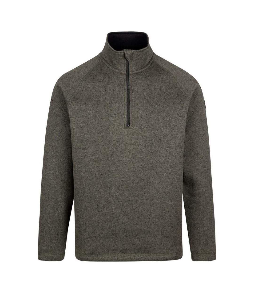 Mens Corsham Marl Half Zip Fleece Top Dark Vine Trespass-1