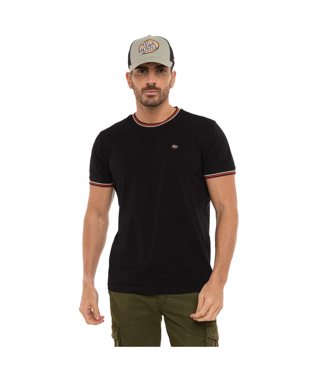 T-shirt homme col rond regular fit en jersey et bords côtes Class Vondutch-1