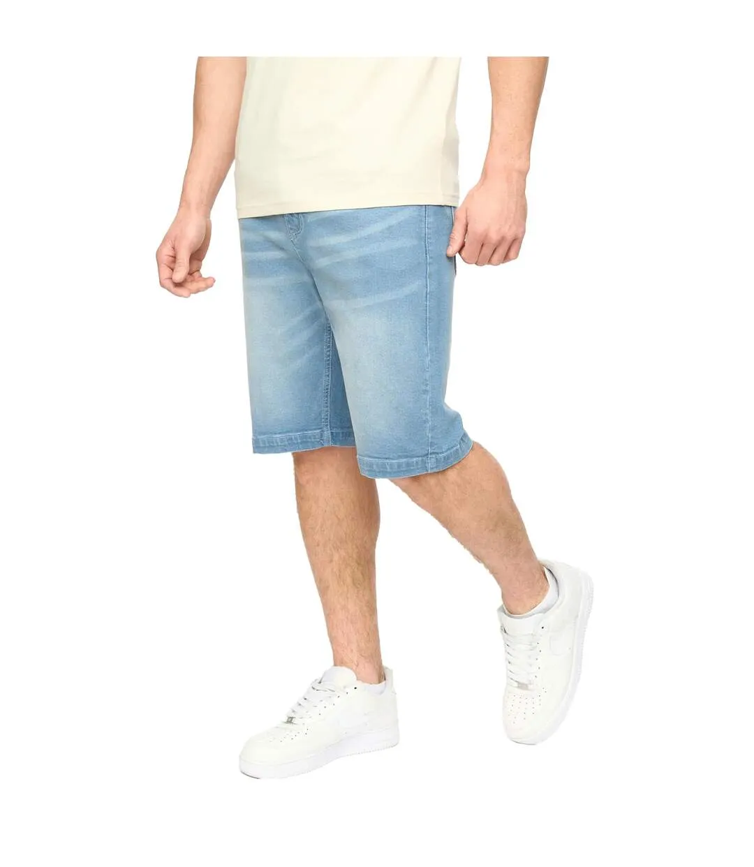Mens Kamaline Denim Shorts Light Wash Crosshatch-2