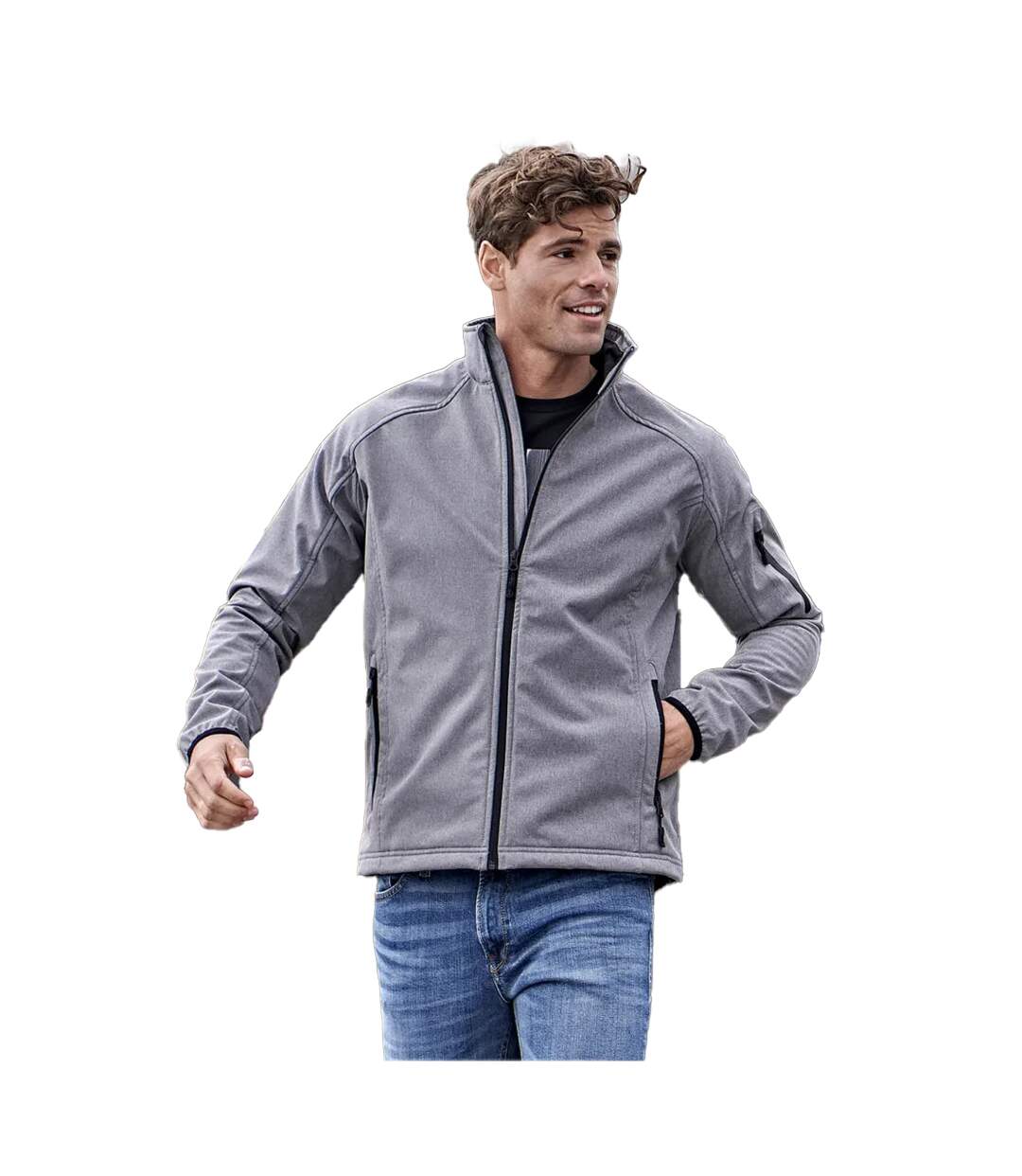 Mens Performance Lightweight Soft Shell Jacket Grey Melange Tee Jays-3