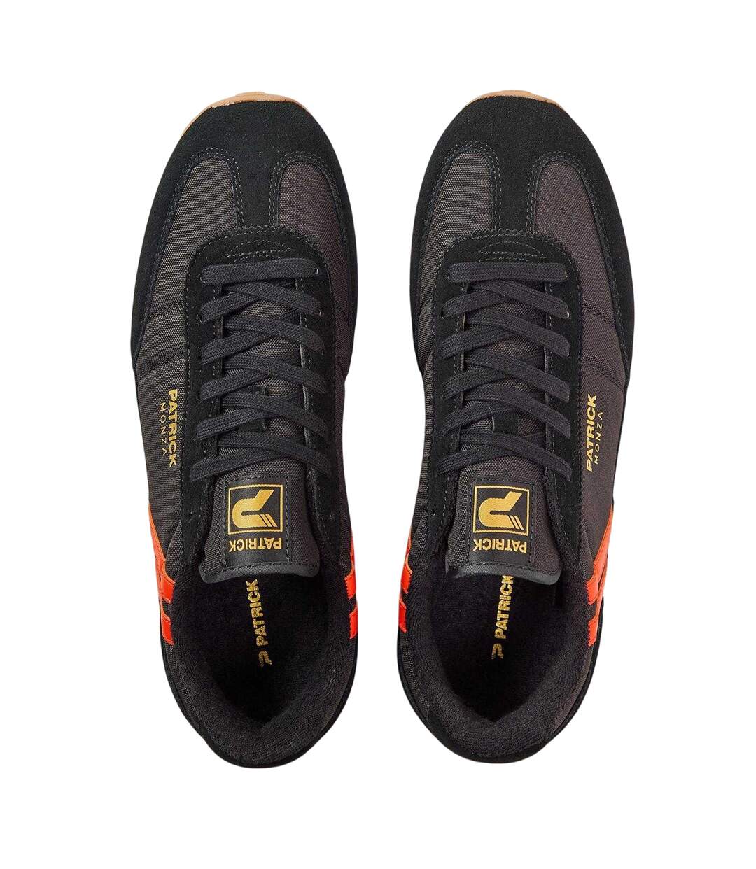 Mens Monza Suede Trainers Black Orange Patrick-3