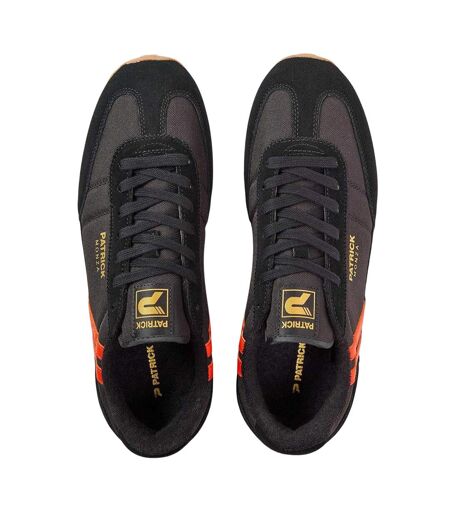 Mens Monza Suede Trainers Black Orange Patrick